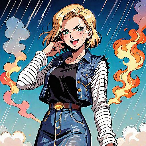 1990s Anime Android 18 Portrait
