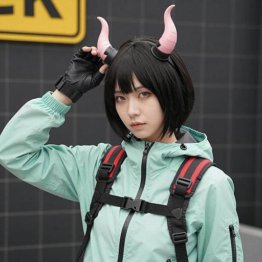 Asian Woman with Horn Accessories