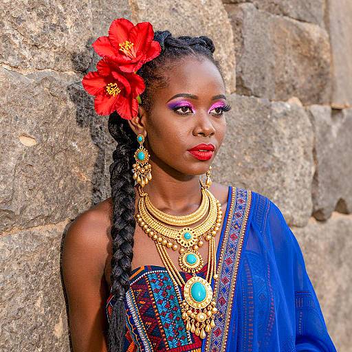 Vibrant Portrait of a Dark-Skinned Woman