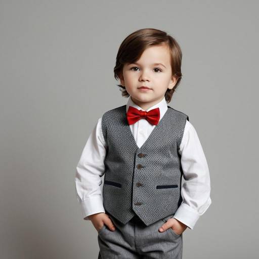 Toddler Boy in Gentleman Outfit with Red Bowtie