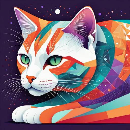 Vibrant Geometric Cat Illustration