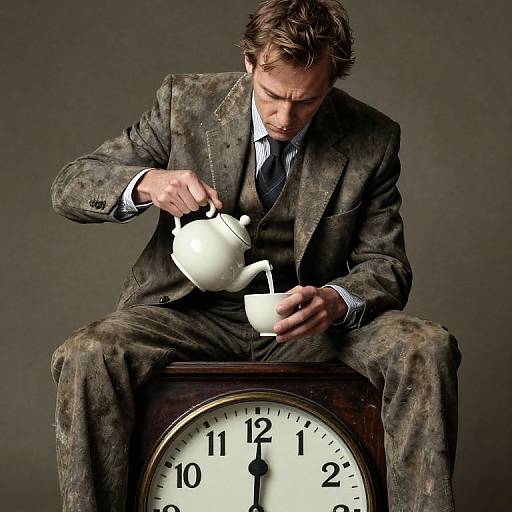 Surreal Timekeeper with Endless Teapot