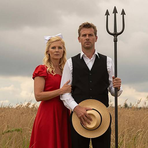 Romantic Portrait in a Golden Field