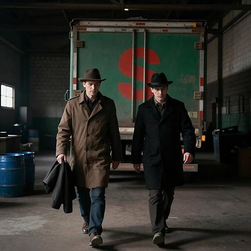 Two Men Walking in Warehouse