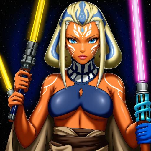 Illustration of Ahsoka tano, star wars in the style of Kokihanada