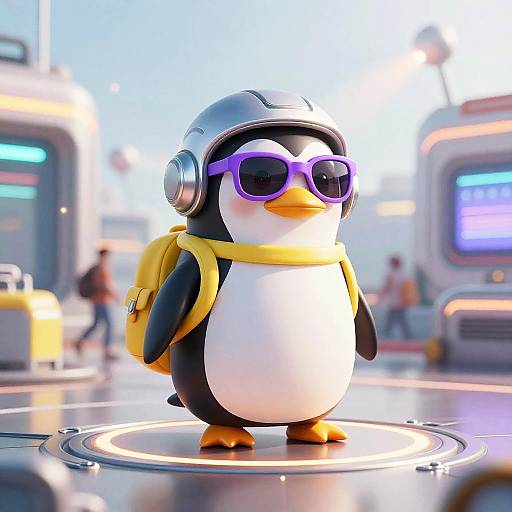 Futuristic Penguin Costume Hologram