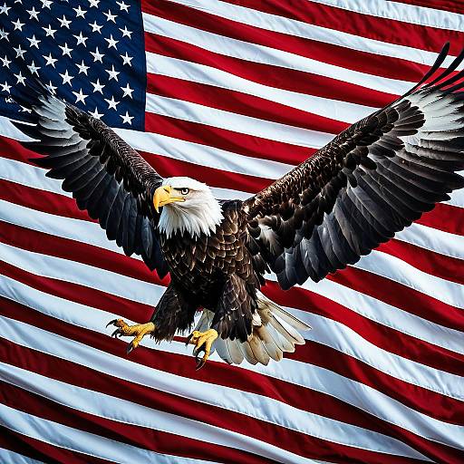 Majestic Bald Eagle Emerging From Flag