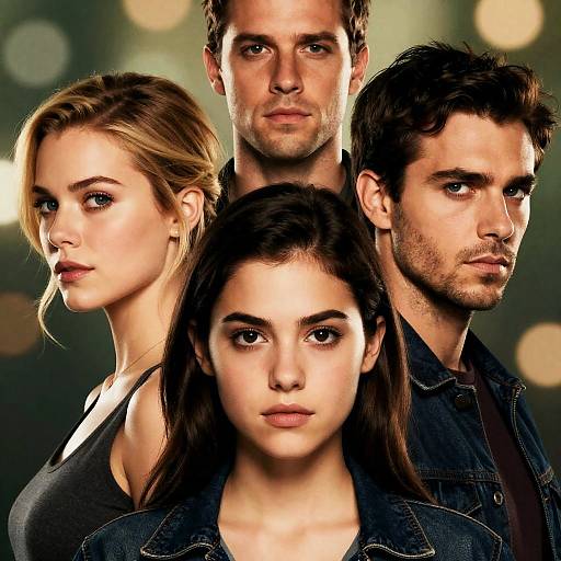 Four Young Adults Serious Expression Portrait