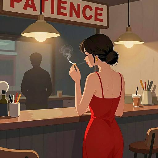 Mysterious Woman in a Dimly Lit Space