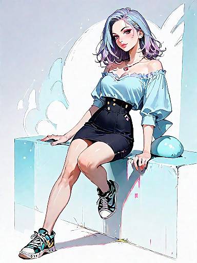 Stylish Woman in Casual Lilac Outfit