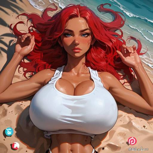 Aerial Beach View of Confident Model