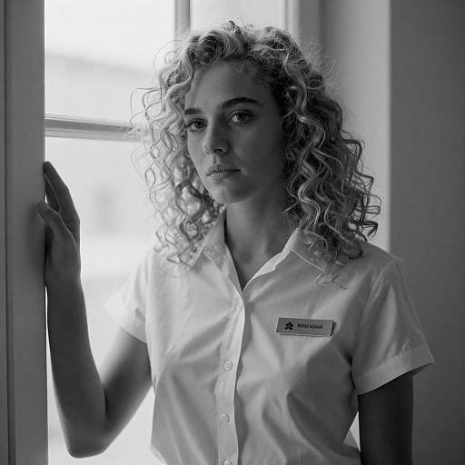 Grainy Black and White Portrait of Woman