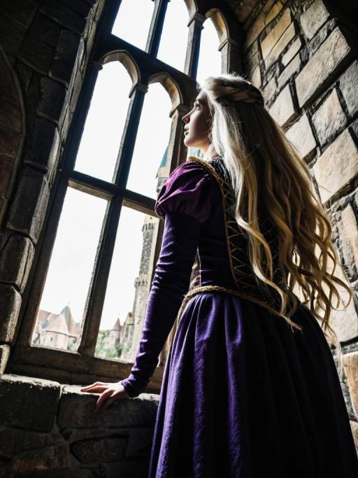 Rapunzel in Tower: A Medieval Scene