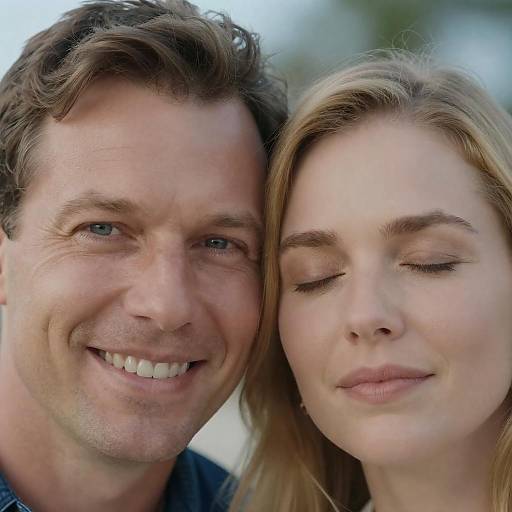 Intimate Close-Up Portrait of Happy Couple