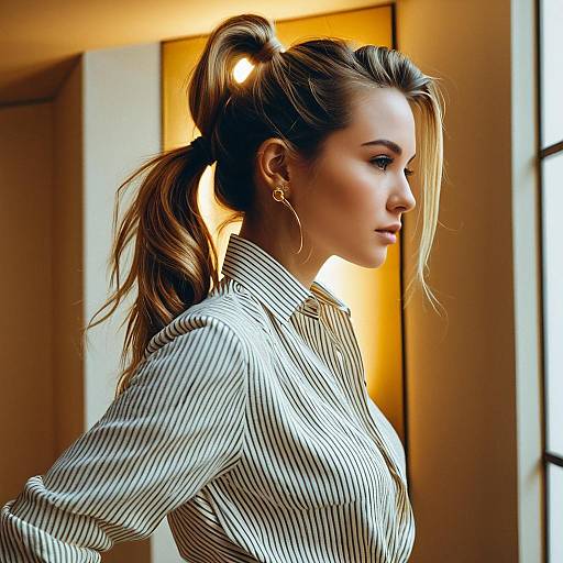 Fashionable Woman with Twisted Ponytail