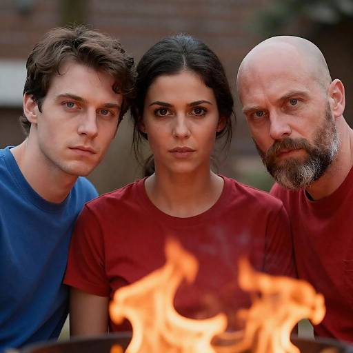 Intense Portrait with Fiery Background