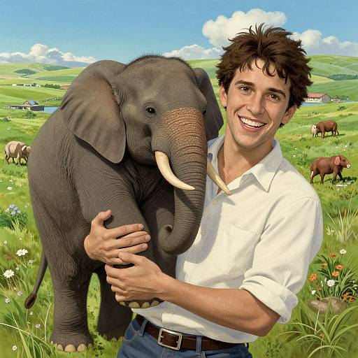 Yan Sanchez Holding Mini Elephant