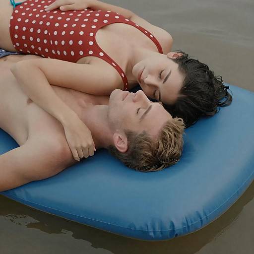 Relaxed Couple on Blue Raft
