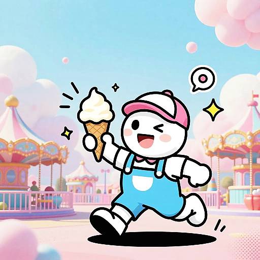 Jovial Ice Cream Vendor Cartoon