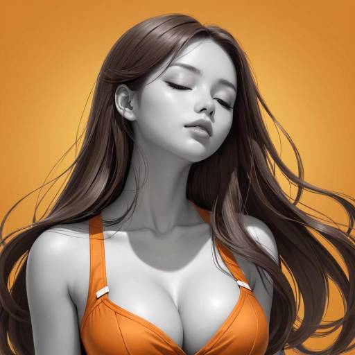 Monochrome Woman in Orange Top