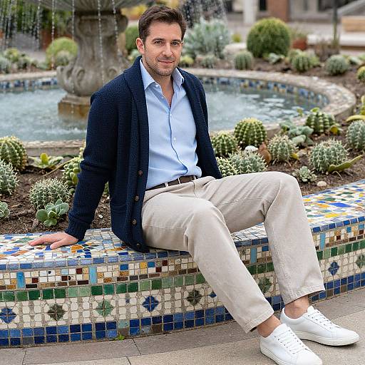 Man in Casual Suit by Herb Garden