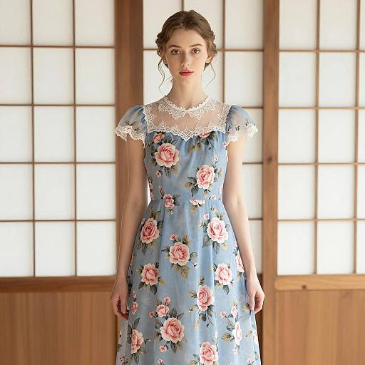 Elegant Floral Birthday Dress Portrait