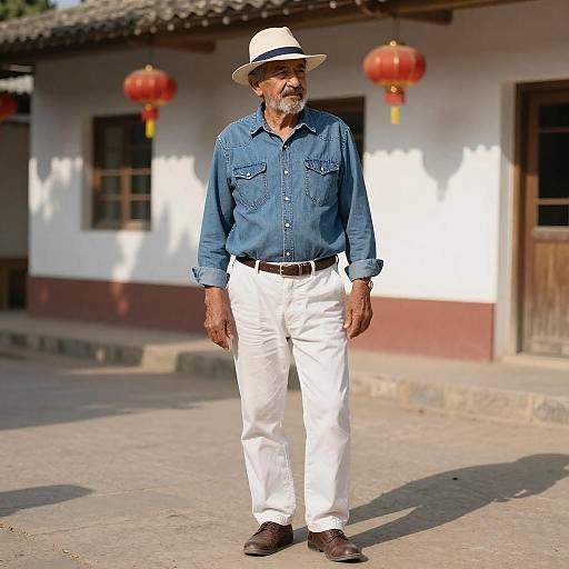 Sunlit Portrait of Bearded Older Man