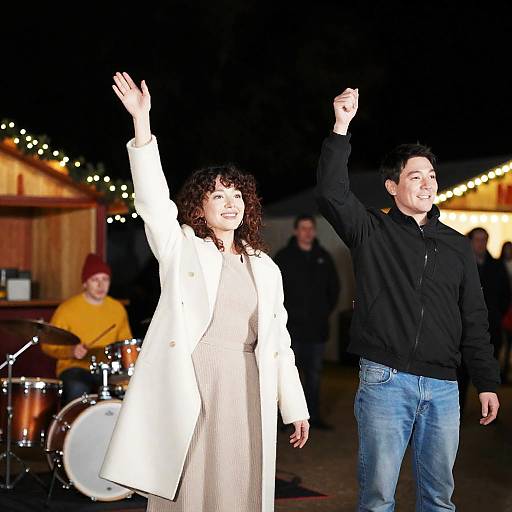 Joyful Nighttime Outdoor Performance Scene