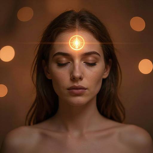 Woman with Glowing Golden Third Eye