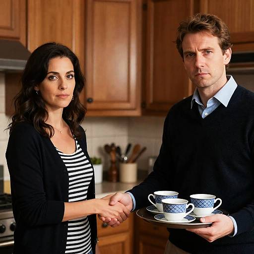 Serious Encounter in a Cozy Kitchen