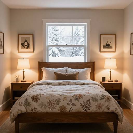 Cozy Bedroom with Floral Quilt