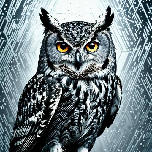 Detailed Owl with Metallic Silver Background