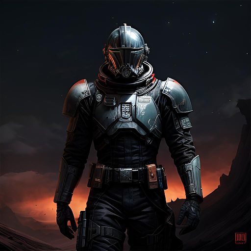 Confident Bounty Hunter on Space Station