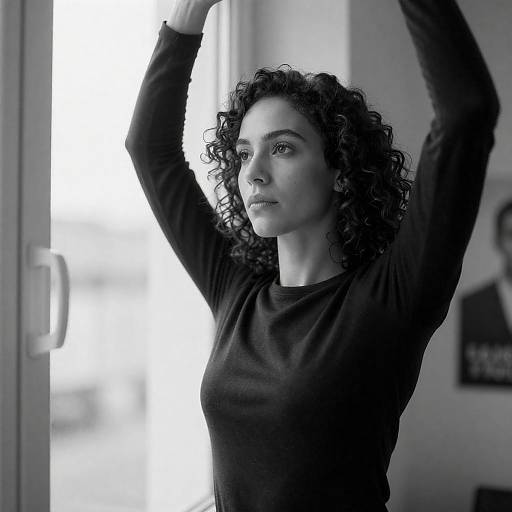 Backlit Woman by Window, Black-and-White