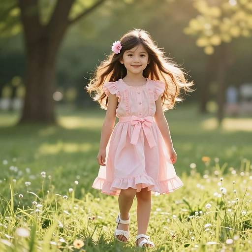 Serene Girl in Sunny Meadow