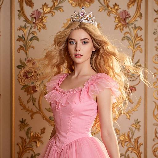 Regal Blonde Woman in Floral Elegance