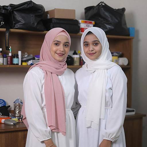 Portrait of Two Women in Hijabs