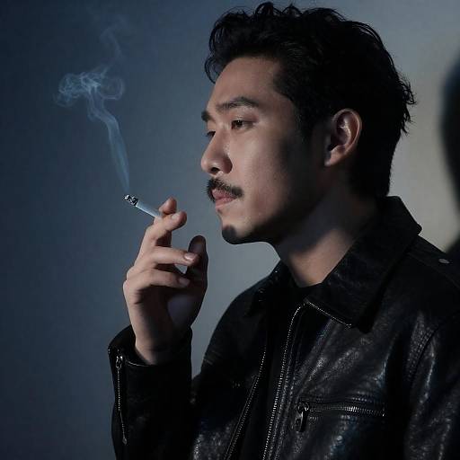 Contemplative Man in Blue Noir