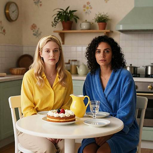Vintage Kitchen Moments: Two Women Dining