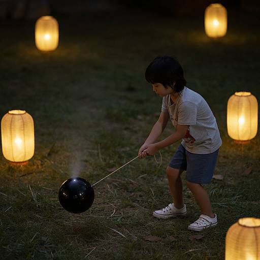 Child Walking a Miniature Black Hole