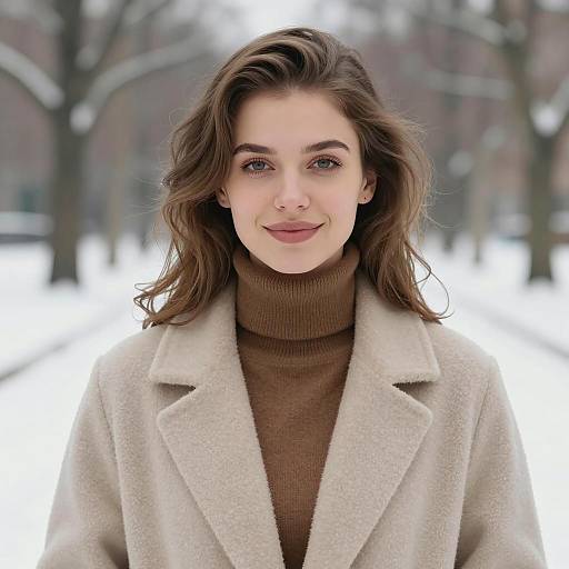 Young Woman in Winter Coat Outdoors