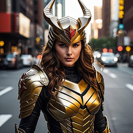 Woman in Golden Scorpion Costume