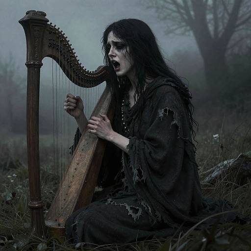 Mournful Banshee with Ghostly Harp