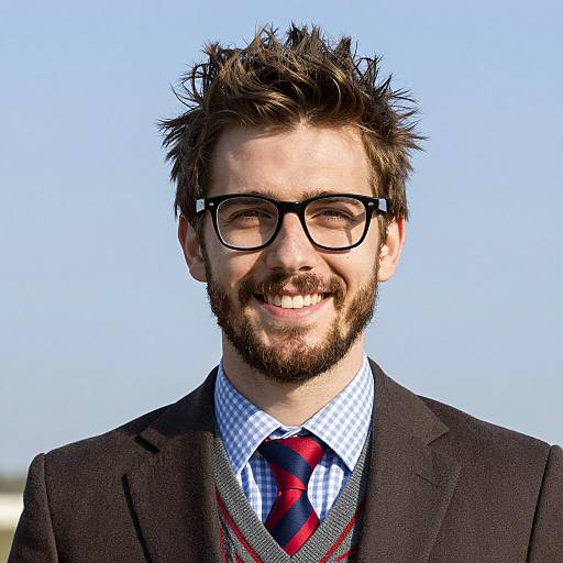Young man in nerd costume with glasses