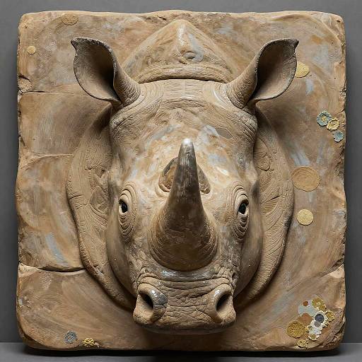 Vivid Clay Relief Rhino Portrait
