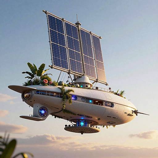 Intricate Solarpunk Airship Design