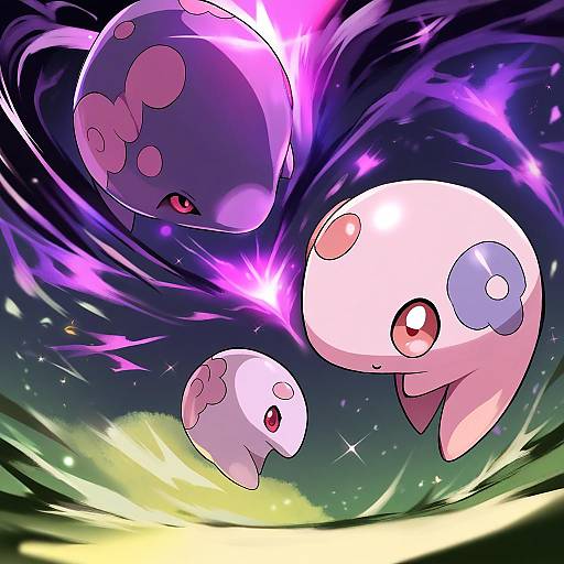 Illustration of Munna, pokemon in the style of Nishida megane