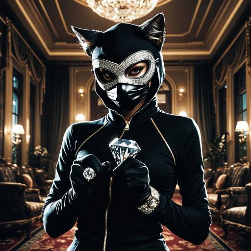 Woman in Cat Costume Holding Large Diamond