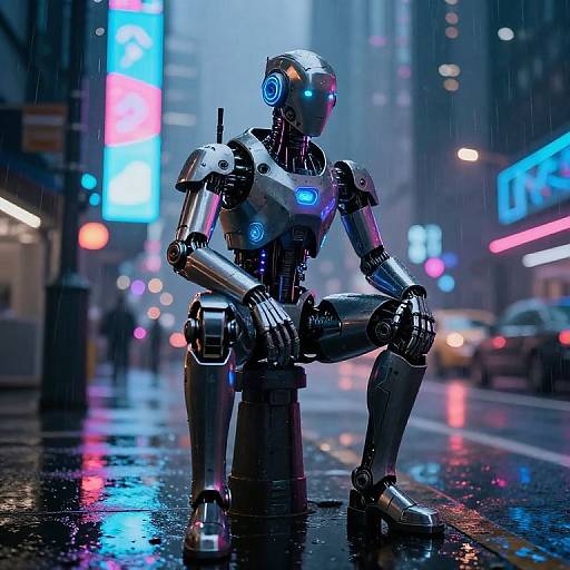 Cyberpunk Robogato on Neon Street