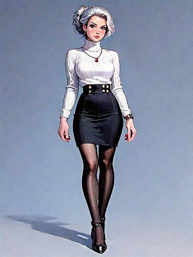 Elegant Woman in Classic Outfit